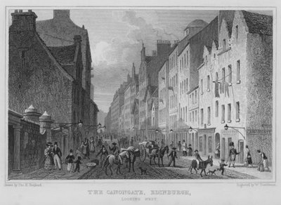 Canongate, Edinburgh, Batı'ya bakıyor (gravür) by Thomas Hosmer Shepherd