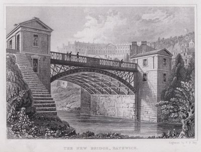 Yeni Köprü, Bathwick (gravür) by Thomas Hosmer Shepherd