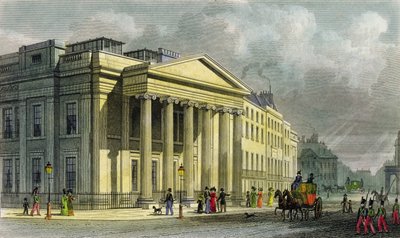The New College of Physicians, Pall Mall, Doğu, Thomas Barber (1768-1843) tarafından oyulmuş (renkli gravür) by Thomas Hosmer Shepherd