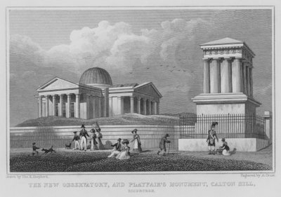 Yeni Gözlemevi ve Playfair Anıtı, Calton Hill, Edinburgh (gravür) by Thomas Hosmer Shepherd