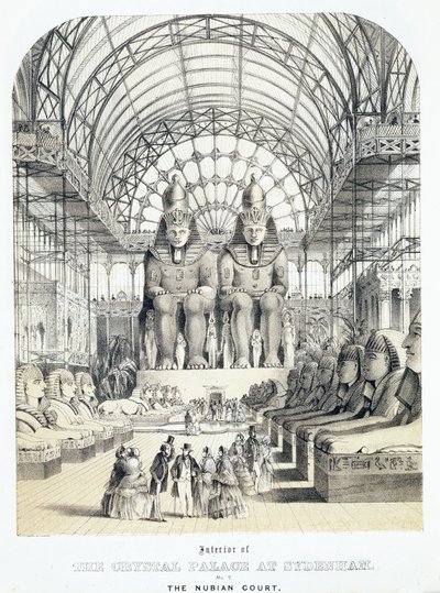 Sydenham'daki Kristal Saray'daki Nubian Mahkemesi, 1851-1855 dolayları (aquatint) by Thomas Hosmer Shepherd