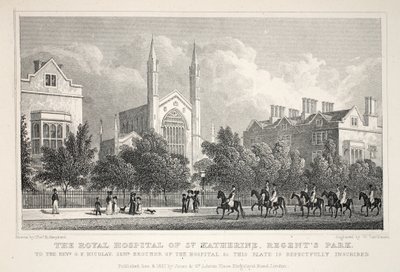 Kraliyet Hastanesi St Katherine, Regent's Park, 'Londra ve Ondokuzuncu Yüzyılda Çevresi' barından. Jones und Co., 1827-1829 by Thomas Hosmer Shepherd
