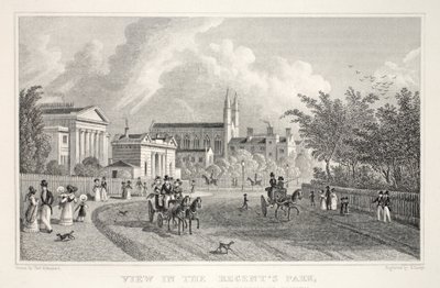 Regent's Park'ta 'Londra and it's Environs in the Nineteenth Century' barından bir görünüm. Jones und Co., 1827-1829 by Thomas Hosmer Shepherd