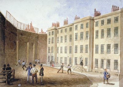 Fleet Hapishanesinin tenis sahasından görünümü, City of London, 1845 by Thomas Hosmer Shepherd