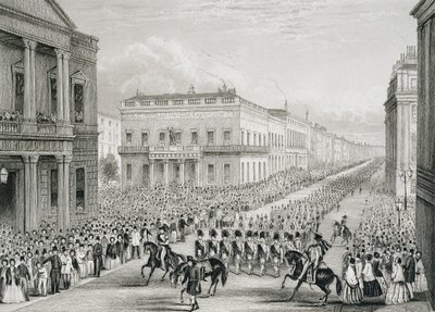Kıdemli Birleşik Hizmet Kulübü, Pall Mall geçen Wellington Cenaze Alayı by Thomas Hosmer Shepherd