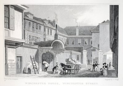 Winchester House, Winchester Sokağı, 'Londra ve Ondokuzuncu Yüzyılda Çevresi' barından. Jones und Co., 1827-1829 by Thomas Hosmer Shepherd