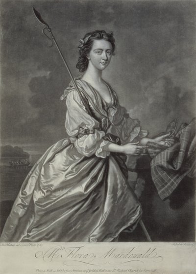 Flora MacDonald (1722-90), J. Faber tarafından oyulmuş, 1747 (mezzotint gravür) by Thomas Hudson