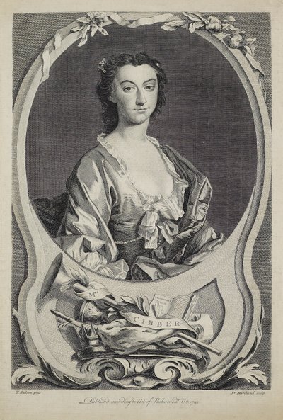 Bayan Cibber, J. Marchand (fl.1749), 1749 tarafından oyulmuş by Thomas Hudson