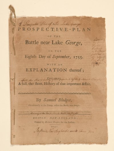 George Gölü yakınlarında savaşan bir Projektif Savaş Planı. Samuel Blodgett tarafından yazılan metin (bölüm B) by Thomas Johnston