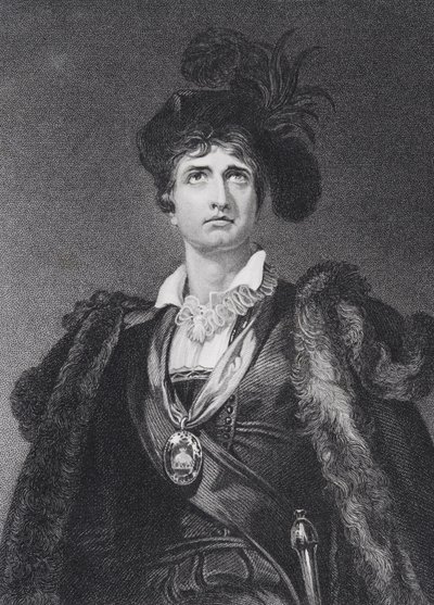 John Philip Kemble, Hamlet rolünde, G. Adcock tarafından oyulmuş by Thomas Lawrence