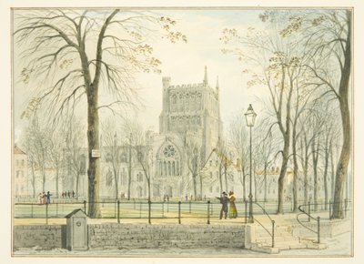 Bristol Katedrali ve College Green (kağıt üzerine sulu boya) by Thomas Leeson the Elder Rowbotham