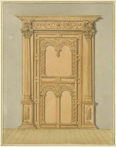 Oyma Meşe Kapı, 6 Redcliffe Caddesi (kağıt üzerine suluboya) by Thomas Leeson the Elder Rowbotham