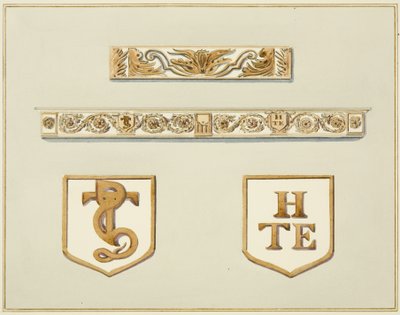 Oyma Meşe Friz, biri bacadan dahil, 15 Broad Street (kağıt üzerine suluboya) by Thomas Leeson the Elder Rowbotham
