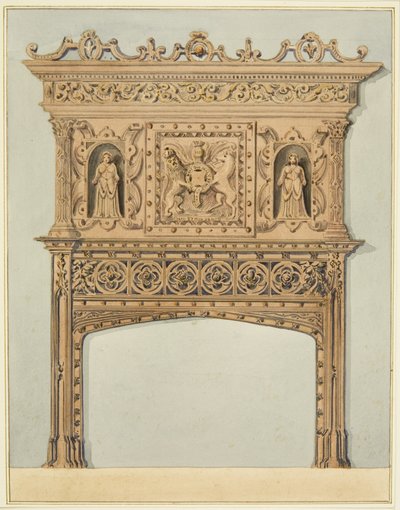 Darphanenin Büyük Odasındaki baca, şimdi Aziz Petrus Hastanesi (kağıt üzerine suluboya) by Thomas Leeson the Elder Rowbotham