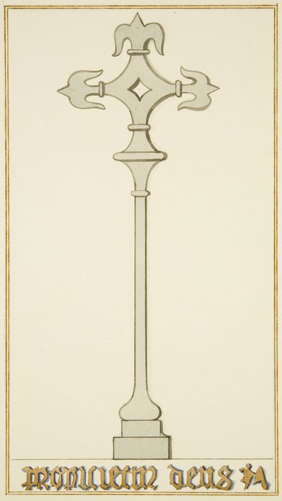 Aziz John Kilisesi Mahzenindeki eski Mezar Taşı üzerinde çapraz (kağıt üzerine suluboya) by Thomas Leeson the Elder Rowbotham