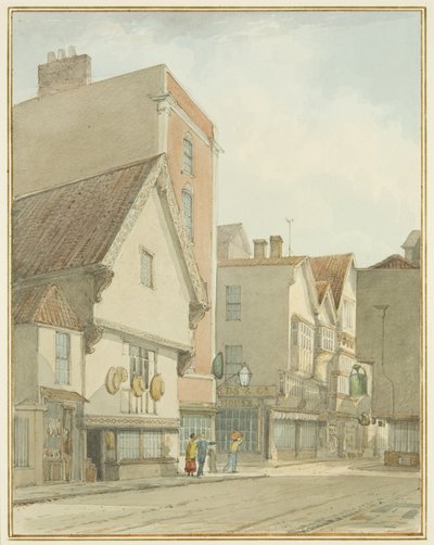 Peter Street ve Mary-le-Port Street (kağıt üzerine kurşun kalem üzerine sulu boya) by Thomas Leeson the Elder Rowbotham