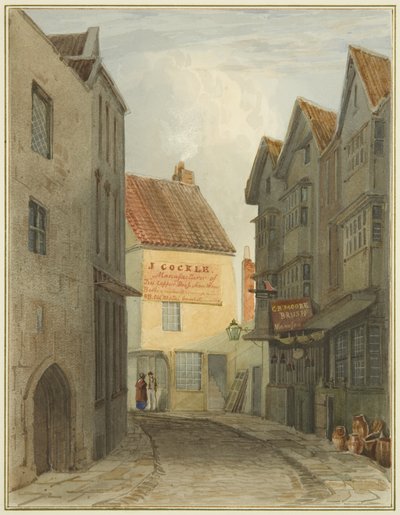 Corn Street ile kavşaktan St Nicholas Street (kağıt üzerine suluboya) by Thomas Leeson the Elder Rowbotham