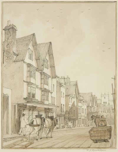 Temple Street, kuzeye bakıyor (kağıt üzerine kalem ve suluboya) by Thomas Leeson the Elder Rowbotham