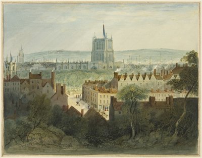 Katedral, College Green ve College Street (kağıt üzerine suluboya) by Thomas Leeson the Elder Rowbotham
