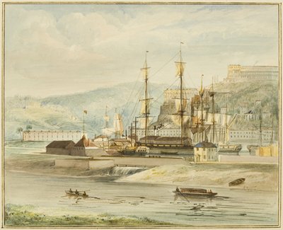 Yüzer Rıhtım ve Cumberland Havzası yakınlarındaki Overfall Barajı by Thomas Leeson the Elder Rowbotham