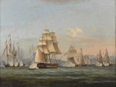 HMS Spartan & French Fırkateynleri: Hareketin Başlangıcı, 3 Mayıs 1810 (Napoli Körfezi) (tuval üzerine yağlı boya) by Thomas Luny