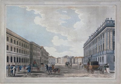Milyonnaya Sokağı ve Mars Tarlasından Mermer Sarayın Görünümü, 1790 by Thomas Malton the Elder