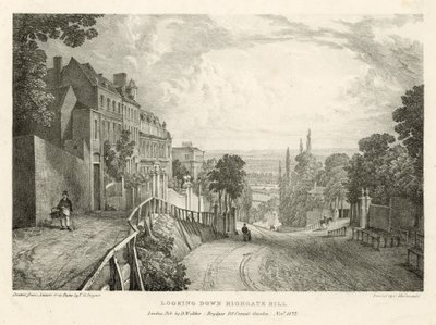 Highgate Hill, Londra aşağı bakıyor by Thomas Mann Baynes