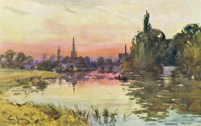 Thames Nehri: Abingdon (renkli taş baskı) by Thomas Maybank
