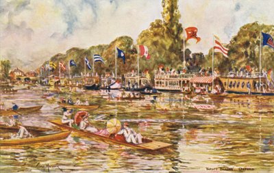 Thames Nehri: Varsity Mavnaları, Oxford (renkli taş baskı) by Thomas Maybank