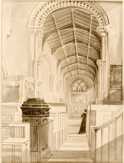 Aziz Andrew Kilisesi (İç) (kağıt üzerine mürekkep (siyah) (kart üzerinde)) by Thomas Miles Richardson