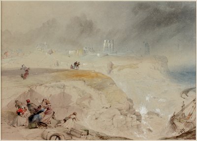 Battery Point, Tynemouth'ta kayaların üzerinde Betsy Cains enkazı (gövde ve kurşun kalem ve kağıt üzerine suluboya (gemide)) by Thomas Miles Richardson