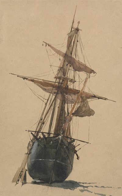 Karaya oturmuş balıkçı teknesi by Thomas Miles Richardson Sr.