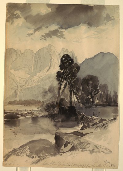 Çizim, Yosemite Şelaleleri, 1872 by Thomas Moran