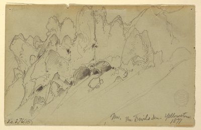 Çizim, Şeytan İni, Yellowstone, 1871 by Thomas Moran