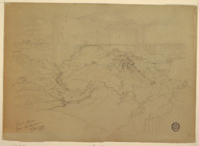 Çizim, Yağmur Altında Büyük Kanyon, 1873 by Thomas Moran