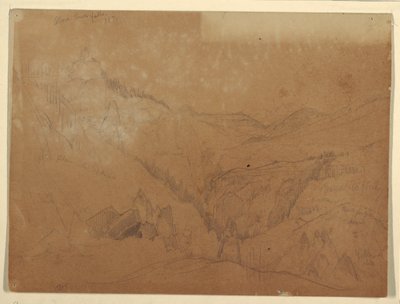 Çizim, Yellowstone, Kule Şelalelerinin Üstü, 1871 by Thomas Moran