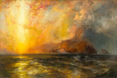 Şiddetle alçalan kızıl güneş, 1875-1876 göklerde yandı by Thomas Moran