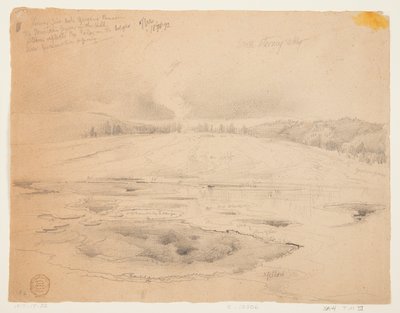 Alt Yangın Deliği, Şofben Havzası, Yellowstone by Thomas Moran