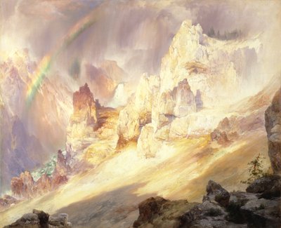 Yellowstone Büyük Kanyonu üzerinde gökkuşağı, 1900. by Thomas Moran