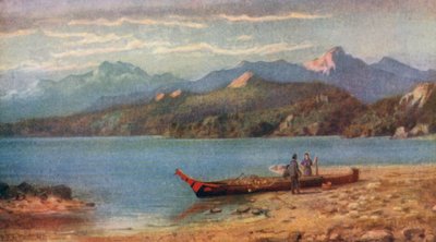 Sechelt yakınlarındaki sahil, British Columbia (renkli lito) by Thomas Mower Martin