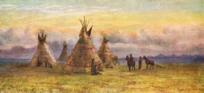 Eski Zamanlarda Kızılderililer (renkli taş baskı) by Thomas Mower Martin