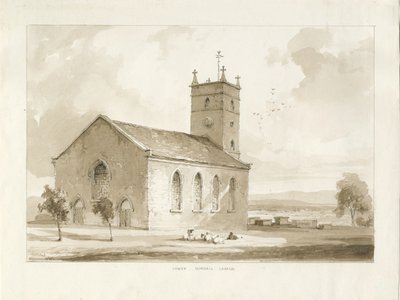 (Alt) Gornal Kilisesi: sepya çizimi by Thomas Peploe Wood