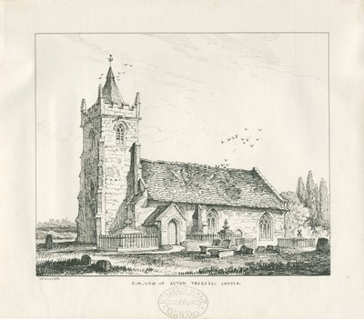 Acton Trussell Kilisesi: kalem ve mürekkeple çizim, 1838 by Thomas Peploe Wood