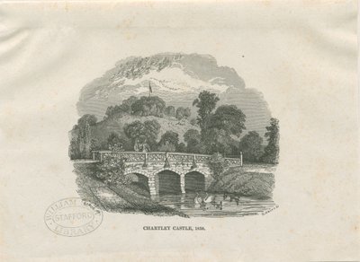 Chartley Castle [Salon]: gravür oyma (vinyetli) by Thomas Peploe Wood