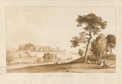 Chartley Kalesi: sepya yıkama çizimi, 1837 by Thomas Peploe Wood