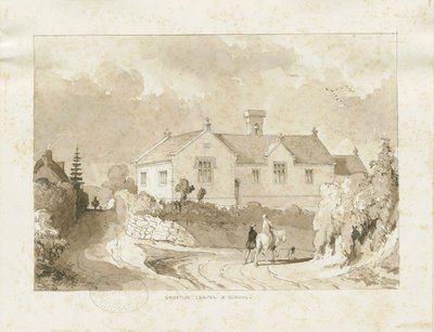 Croxden - Şapel ve Okul: sepya yıkama çizimi, nd [1817-1845] (çizim) by Thomas Peploe Wood