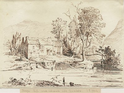 Dovedale - Thorpe Mill: kalem ve sepya çizimi by Thomas Peploe Wood