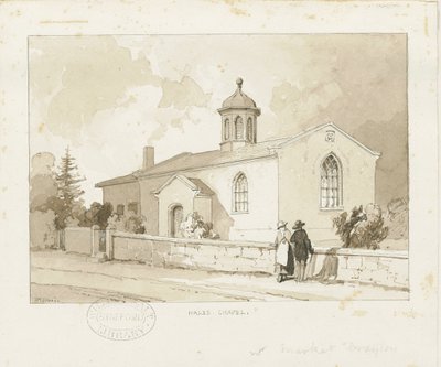 Drayton-in-Hales - Hales Şapeli: sepya yıkama çizimi, nd [1817-1845] (çizim) by Thomas Peploe Wood