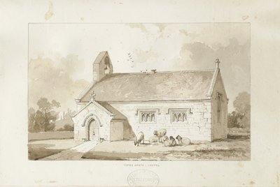 Eccleshall - Cotes Heath Şapeli: sepya yıkama çizimi, nd [1817-1845] by Thomas Peploe Wood