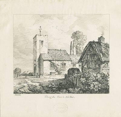 Edingale Kilisesi: kalem ve mürekkep çizimi by Thomas Peploe Wood